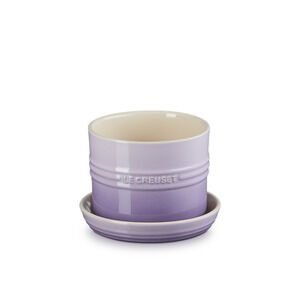 LE CREUSET Bluebell Provence Purple Herb Flower Planter 14 cm w/ Tray Stone NEW